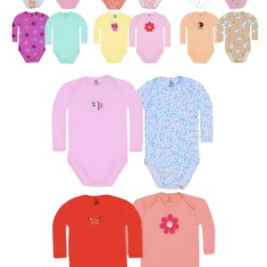 Pack 4 Bodys Manga Larga Bebe Algodón Surtido Marca Bebepelu (NIÑA)